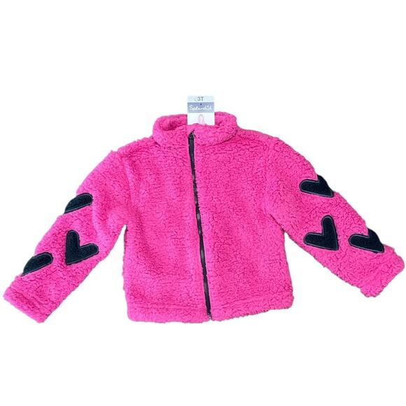 Splendid Girl’s Jacket Pink Fleece Navy Blue Heart Details Size 3T NWT - Picture 3 of 10